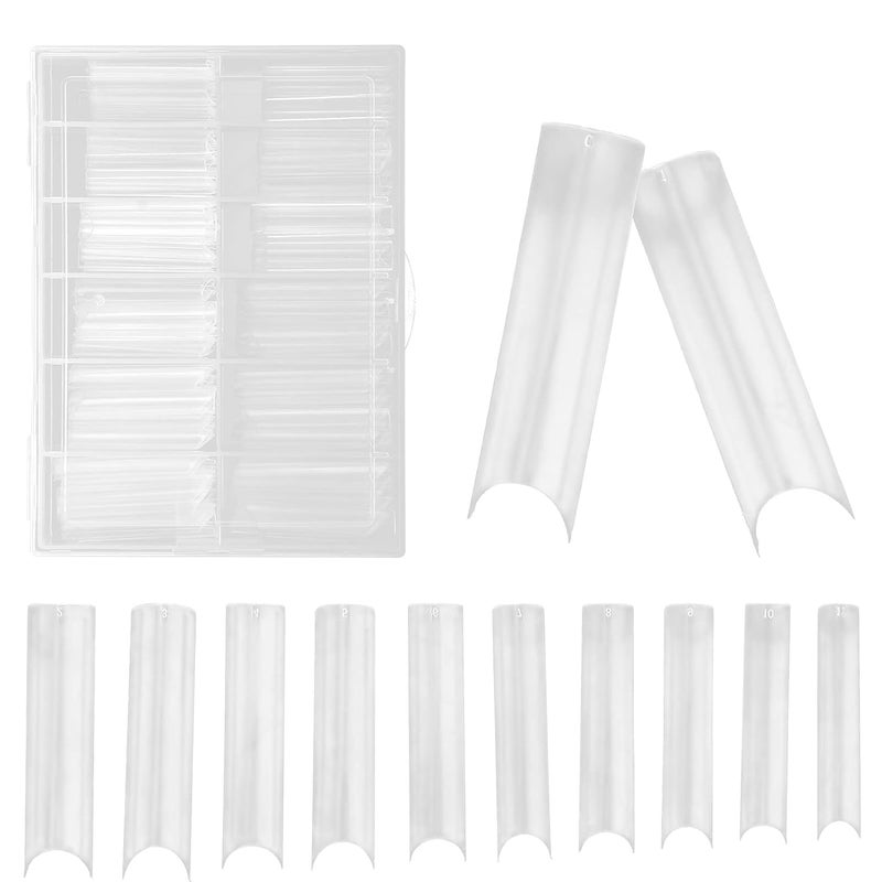 240 Clear Long False Nail Tips ABS Transparent Nail Extensions 12 Sizes Professional Salon Manicure - Image 1